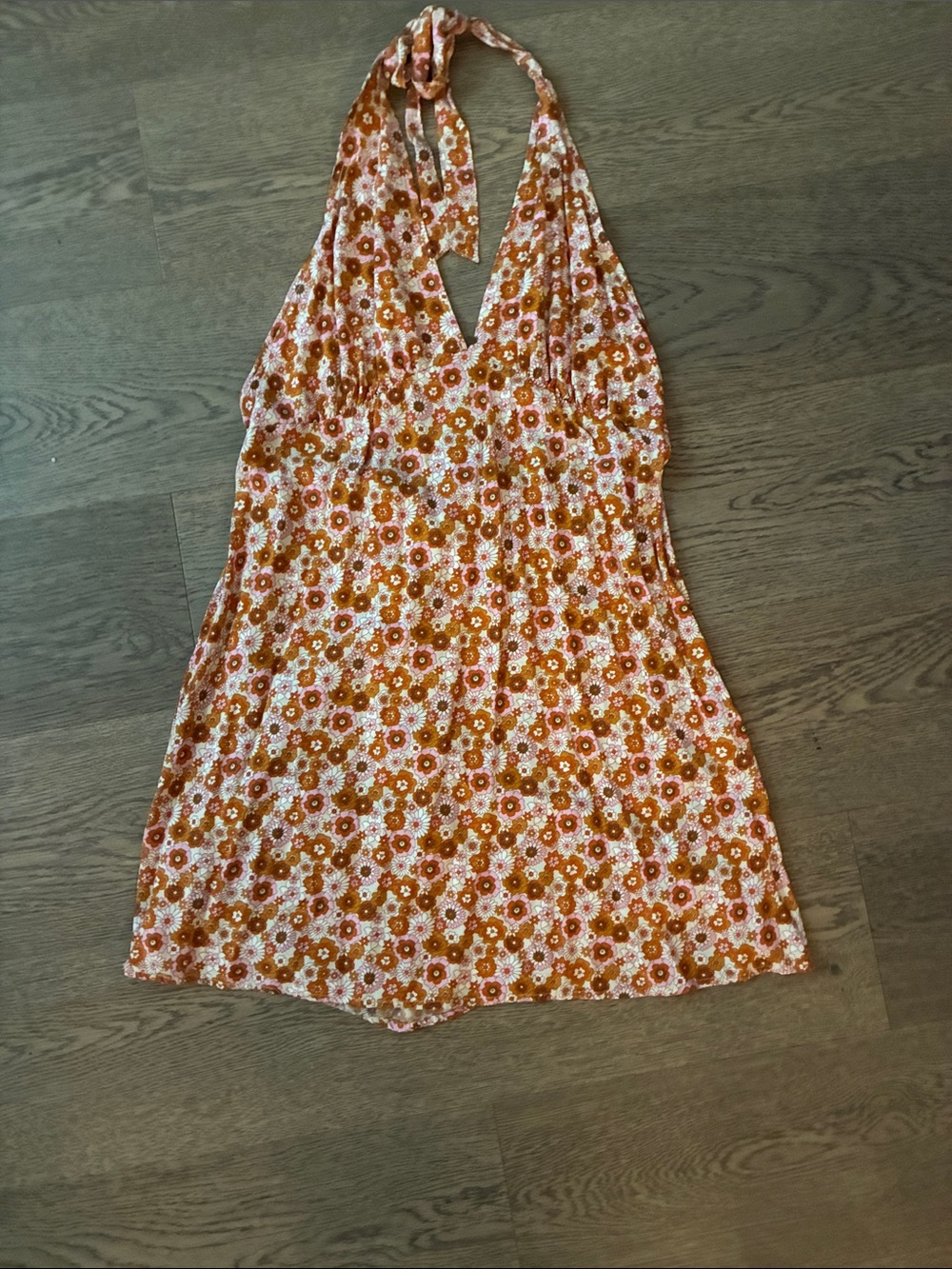 Floral Halter Skirted Bottom in Rust and Cream - Brand Unspecified